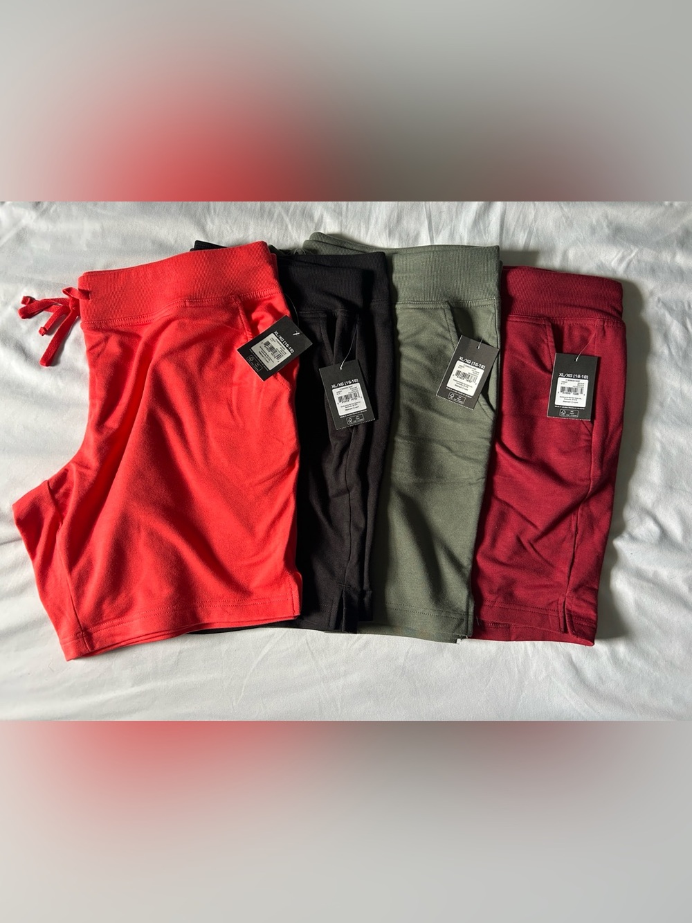 Athletic Works Black Red Green Pink French Terry Bermuda Athletic Short Lot of 4
